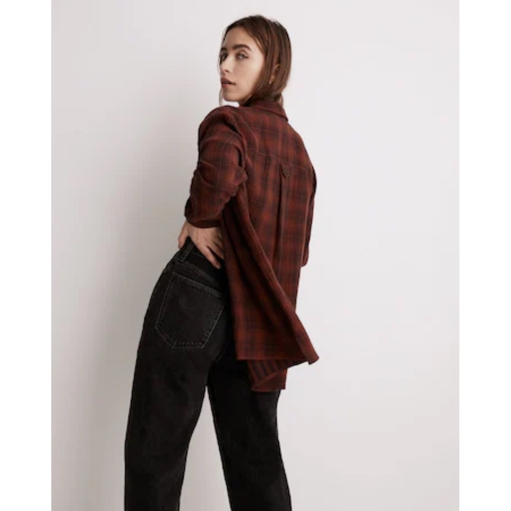 Madewell Plaid Flannel Shirt Women's Size S Red Long Sleeve Button Up‎ Casual
